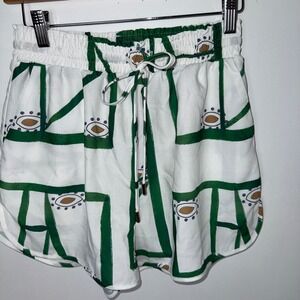 Commense Eye-Catching Print Shorts Elastic Waist Drawstring Casual Summer Size M